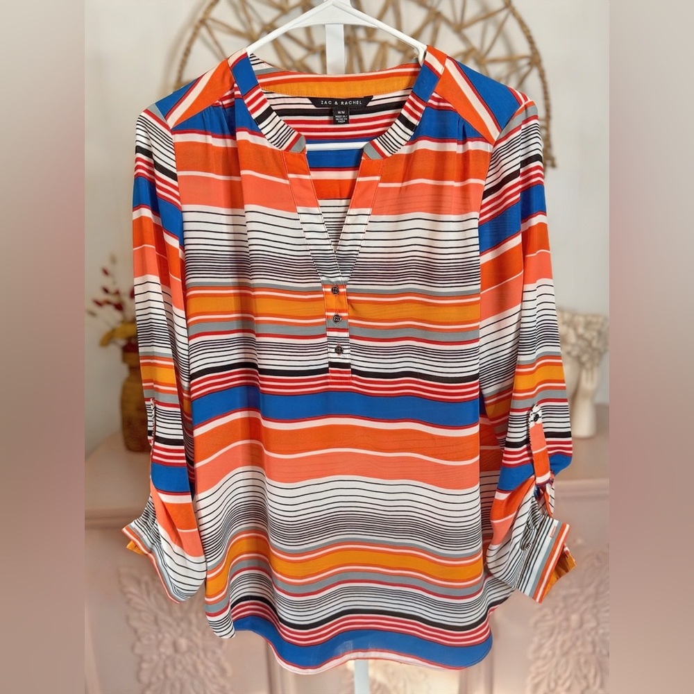 Zac & Rachel Women's Medium Multicolor Striped‎ Top